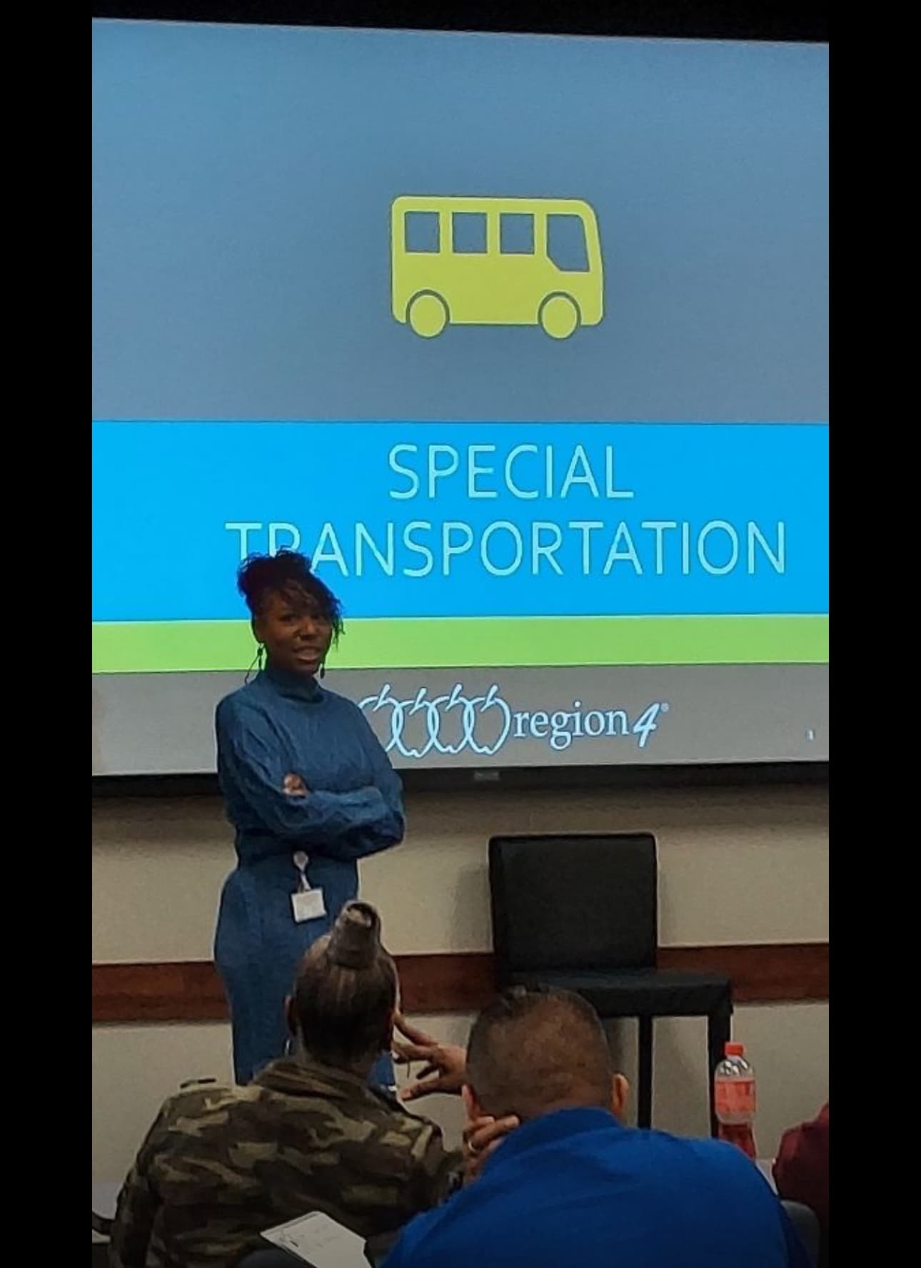 Dr. Natalie Edwards-Hudson presenting a Special Transportation session at a Region 4 training