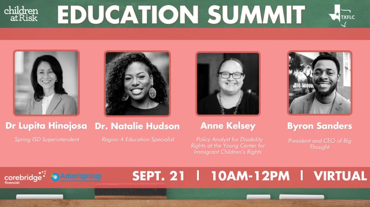 Education Summit event graphic featuring Dr. Natalie Hudson among the panel of featured speakers